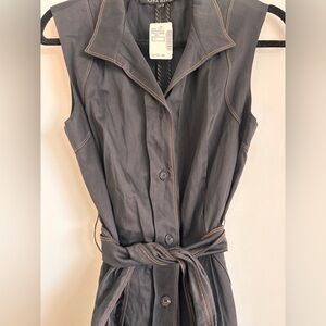 Stylish Denim Sleeveless Button-Up Dress